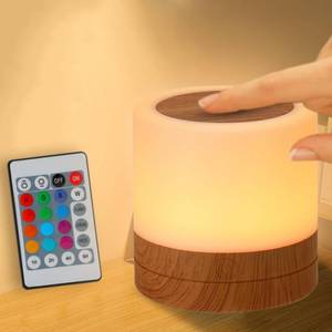 lot 8453 image: Nursery Night Light for Kids, USB Rechargeable Small Desk Lamp,13 RGB Colors & 4 Brightness & 1 Remote, Touch Bedside Cordless Table Lamp, Portable Night Lamp for Bedroom Living Room Home (Brown)