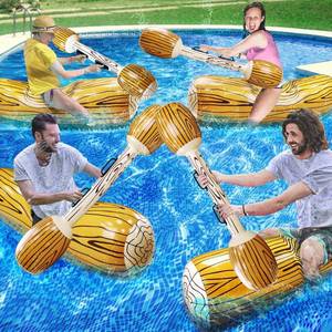 lot 8454 image: Upgraded Log Rafts 4 Pcs Jumbo Inflatable Battle Log Pool Game - 2 Players Inflatable Floating Toy for Kids Adults, Family Pool Fighting Float Row Toys for Pool Parties, Beach, Summer Outdoor Sports