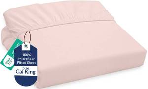 lot 8466 image: Royale Linens Fitted Sheet California King - Ultra Soft 1800 Brushed Microfiber - Hotel Luxury Bottom Sheets - Wrinkle Free & Fade Resistant - Deep Pocket Fitted Sheet Only (King Cal, Pink)