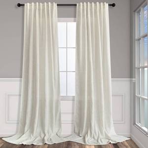 lot 8467 image: Pitalk 60 Inch Wide Curtains for Kids Bedroom Boys Girls 90 Inches Long 2 Panels Back Tab Pocket Natural Linen Sheer Extra Wide Large Cream Ivory Curtains for Nursery Room Playroom Closet Doors 60x90