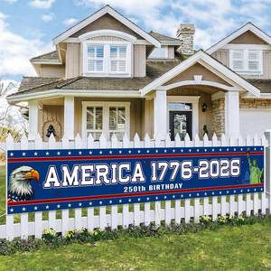 lot 8495 image: 250 Anniversary USA Banner Flag 4th Of July Decorations 120 X 20 Large 1776-2026 250th Anniversary Banner for Outdoor, Indoor, Yard, Garden, Porch, Lawn