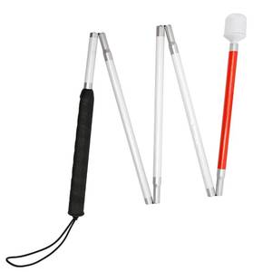 lot 10004 image: Blind Cane Stick - Mobility Reflective Red-White Foldable Walking Baston para Ciegos, Marshmallow Ball Tip  Folding ReplacementProp Tool for Visually Impaired Person, Men, Women People Seeing Sight