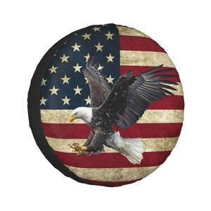 lot 10009 image: Spare Tire Cover Bald Eagle American Flag Tire Covers Protector Wheel Tire Covers Weather-Proof for Trailer RV SUV Truck Camper Travel Trailer Accessories Polyester (Bald Eagle, 16inch)