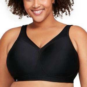 lot 10021 image: Glamorise Full Figure Plus Size MagicLift Seamless Sports Bra Wirefree #1006 Black, 38D