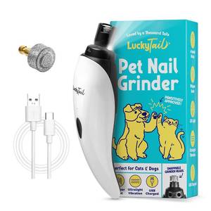 lot 10490 image: LuckyTail Pet Nail Grinder for Dogs and Cats - Super Quiet and Low Vibration Electric Dog Nail Grinder with 2 LED Lights - USB Rechargeable and Cordless - 2 Speeds - Small to Large Pets