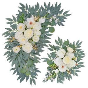 lot 11525 image: NKLTD Wedding Arch Flowers (2pack),Flower Arch Stand,Flower Garland,for Wedding Outdoor Decorations Floral swags and Garlands Chair Decorations etc isle Decor,Reusable.��White��