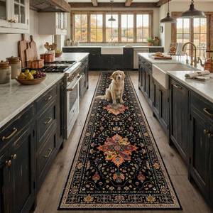 lot 11527 image: RELEANY Washable Area Rug, Runner 2x10, BlackColorful