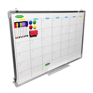 lot 11535 image: Double Sided Magnetic Monthly Calendar Dry Erase Board, 24 X 18 Inches, Wall Hanging White Board Aluminum Frame (Calendar Magnetic Board, 24 x 18)