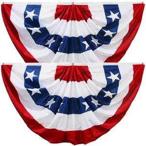 lot 11536 image: HOOSUN 2 Pack American Flag Bunting for Outside,Patriotic 4th of July Decorations,3x6 FT Patriotic Bunting Flags Memorial Day Decor,Red White and Blue Pleated Fan Flag,American Flags Banners for Porch
