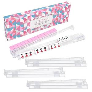 lot 11546 image: Premium Clear Mahjong Racks with Pushers,4-Pack Non-Slip Acrylic Racks