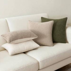 lot 11556 image: Topfinel Neutral Green Contrast Boucle Pillow Cover Set with Dual-Texture Design for Modern Earth-Tone Living Rooms (12x20x2,18x18,20x20), Complete Sofa Layering Set 4-Pack