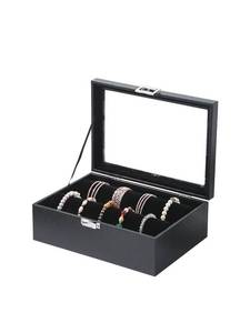 lot 11558 image: Kanwoder Bracelet Holder Organizer Box, Jewelry Storage Case with 2 Rods, Bangle Watch Display Tray for Women Girls (Black)