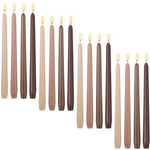 lot 11559 image: MTLEE 16 Pcs 10 Inch Long Tapered Candle Stick Bulk Smokeless Unscented Burning Candlestick Paraffin Wax with Cotton Wick for Wedding Anniversary Party Church Dinner Home (Gradient Brown)