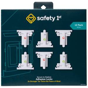 lot 11565 image: Safety 1st - Secure-to-Explore Adhesive Cabinet Locks Baby Proofing, Child Locks for Cabinets and Drawers (12 Locks), White