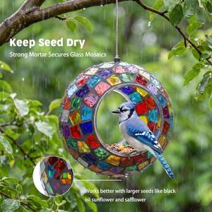 lot 11571 image: VCUTEKA Mosaic Bird Feeder Fly Through Hanging Birdfeeders for Garden Decor
