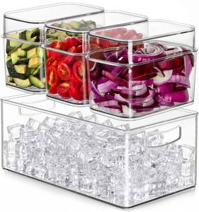 lot 11574 image: Hudgan Large Taco Bar Serving Set for Party with 3 Separate Containers, Mimosa Bar Accessories with Lids, Chilled Condiment Caddy Organizer for Salad, Fruit, Party Garnish