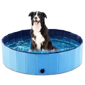 lot 11579 image: Jasonwell Foldable Dog Pool Collapsible Hard Plastic Dog Swimming Pool Portable Kiddie Pool Pet Pool Doggie Wading Pool Bath Tub for Puppy Small Medium Large Dogs Cats and Kids 39.5