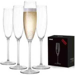lot 11581 image: JBHO Champagne Glasses-Elegant Flutes-Gift-Box-Hand Blown Champagne Flutes Glass-100% Lead-Free Premium Crystal - Gift Idea for Wedding, Anniversary, Christmas,New Year-Set of 4-8oz, Clear
