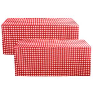 lot 11583 image: HolidayIdeas Fitted Checkered Picnic Tablecloths for 6 Foot Tables - 72 x 30 Inch - 2 Pack Rectangle Buffalo Plaid Table Cover for Parties, Outdoor Decor, Trade Show (Red and White)