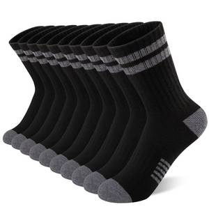 lot 11589 image: Comfoex 10 Pairs Boys Crew Long Athletic Socks for 4-6 6-8 8-10 Years Old Kids Calf Sports Half Cushioned (Used)