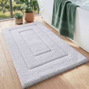 lot 12352 image: DEXI Bathroom Rugs 24x16, Non-Slip and Absorbent Bath Mat, White