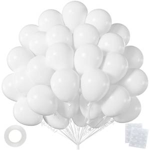 lot 12361 image: 50pcs 12 Inch Helium Matte White Latex Balloons (with Ribbon & Glues)