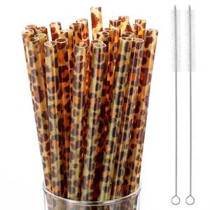 lot 12365 image: Zopeal 27 Pcs Reusable Leopard Straws Bulk Plastic Cheetah Animal Straws and Cleaning Brush for Women Tumblers Drinking Safari Wild Birthday Party Favors(Brown)