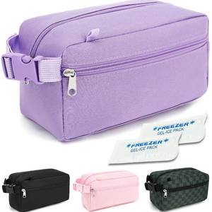 lot 12370 image: GYEUKHAM Freezable Lunch Bag,Reusable & Collapsible Mini Cooler for Adults,Insulated Lunch Box with Ice Packs,Freezable Snack Bag with Handle Buckle, On-the-Go,Purple