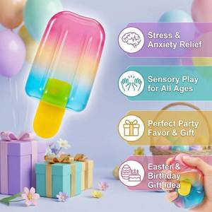 lot 12372 image: Ice Cream Squeeze Squishy, Summer Party Favors for Kids Adults, Soft Popsicle Sensory Fidget Toy for Stress & Anxiety Relief, Birthday Gift & Classroom Rewards