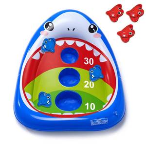 lot 12373 image: AURASUN Kids Fun Pool Toys, Inflatable Shark Pool Cornhole Game Floating, Water Game Outdoor Swimming Pool Games for Kids Adults, Cool Summer Party Gift 3 4 5 6 7 8 9 10 12 Year Boy Girl Teen Family