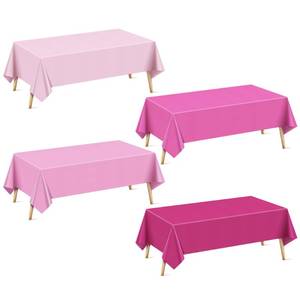 lot 12382 image: Just Shimmer 4 Pieces Pink Series Rectangle Tablecloth, 54x72 Solid Color Waterproof & Spillproof Disposable Plastic Table Cover, Durable Party Tablecloth for Dining, Buffet, Picnic, Outdoor Events
