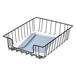lot 12384 image: Fellowes Workstation 3 Letter Desk Tray Organizer, Wire, Black (60112)