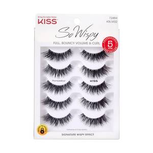 lot 12395 image: Kiss So Wispy, False Eyelashes, Pompadour, 16mm, Includes 5 Pairs Of Lashes, Easy to Apply, Reusable Lash Clusters