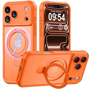 lot 12396 image: MOCCA Design for iPhone 17 Pro Max Case, Compatible with Magsafe Premium Invisible Magnetic Ring Stand Military Drop Protection Full Camera Guard Translucent Matte Slim Phone Cover 6.9,Orange