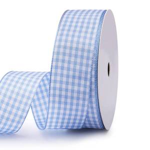 lot 12401 image: VIVIQUEN Gingham Ribbon Checkered Ribbon 1-Inch Wide Taffeta Plaid Ribbon 25 Yard Long 100% Polyester Woven Edge (Light Blue, 1 Inch)