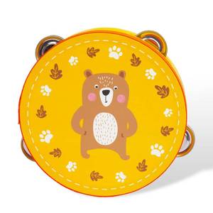 lot 12404 image: WoodenEdu Tambourines Musical Instrument for Kids Adults, 6 inch Yellow