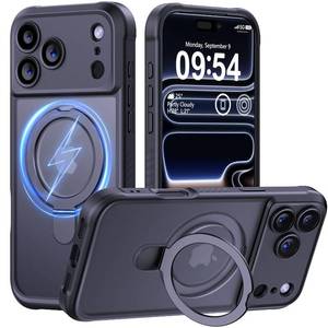 lot 12406 image: MOCCA Design for iPhone 17 Pro Max Case, Compatible with Magsafe Premium Invisible Magnetic Ring Stand Military Drop Protection Full Camera Guard Translucent Matte Slim Phone Cover 6.9,Black