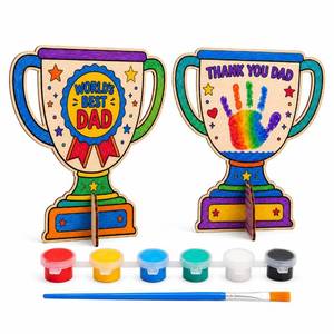 lot 12413 image: Fathers Day Crafts for Kids Toddlers, DIY 9 Trophy Fathers Day Handprint Kit for Classroom Home School, Baby Handprint Keepsake Fathers Day Gift for Dad Grandpa from Daughter Son (Used)