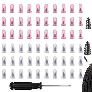 lot 12423 image: 61 PCS Tire Repair Rubber Nail - Vacuum Tire Screw-in Rubber Plugs & Spiral Nails for Quick Puncture Repair  Fast DIY Tool for Car, Truck, Motorcycle, Tractor Tires  Self-Service Emergency Fix