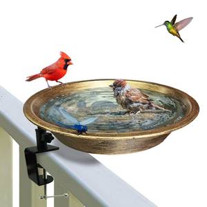 lot 13234 image: WANGIRO 11.4 Deck Mounted Bird Bath Metal Detachable Bowl Antique Bronze