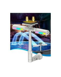 lot 13236 image: POOLJOYO Solar Pool Fountain with 10-Color 4-Mode RGB LED Lights, AboveInground Solar Lights with Remote, 360°Adjustable Dual Spray Waterfall Sprinkler Fountain for Relaxation & Cooling 10-20°F