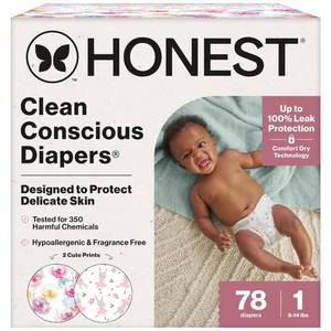 lot 13239 image: The Honest Company Daytime Diapers, Rose Blossom  Tutu Cute, Size 1, 78 Ct