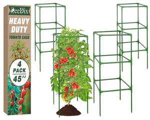 lot 13246 image: ZeeDix 4 Pack Square Tomato Cages for Garden with Clips 45 Inch
