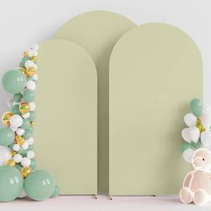 lot 13249 image: Wokceer Wedding Arch Backdrop Cover (7.2FT, 6.6FT, 6FT) Set of 3 Spandex Fitted Wedding Arch Stand Covers for Round Top Chiara Backdrop Stands Cover for Birthday Party Ceremony Decor Sage Green