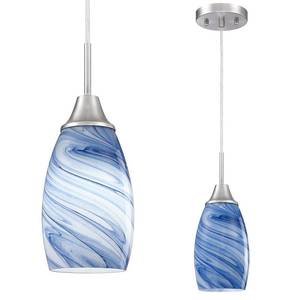 lot 13255 image: Viinew Mini Glass Pendant Light,1-Pack Blue Marble Glass Pendant Lights