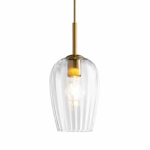 lot 13262 image: Lighten Chance Clear Glass Lampshade Chandelier, Kitchen Ceiling Hanging Lamp Island Light, 5.9 Mini Brushed Gold Modern Pendant Lighting Fixture for Dining Living Room, Entryway