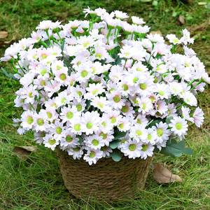 lot 13279 image: DIYDOFUN 24 Bundles Artificial Daisy Flowers for Outdoor - Fake Mums Faux UV Resistant Daisies Plants Florals for Home Garden Patio Front Porch Outside Decorations - Pink