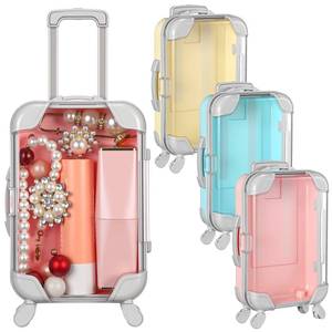 lot 14181 image: Honeydak 3 Pcs Mini Plastic Suitcase Clear False Eyelashes Tray for Jewelry Hairpins(Pastel Color,4.7 x 2.8 x 1.3 Inch)