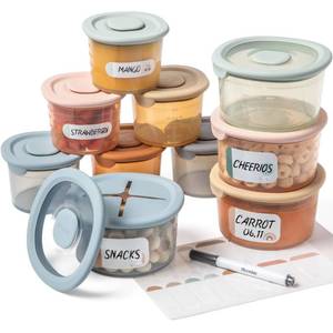 lot 14183 image: Moonkie Silicone Baby Food Containers  8oz4 oz Baby Food Storage Jars with Airtight Lids and A Snack Cup Lid  Freezer,Microwave and Dishwasher Safe, Reusable Baby Food Jars for Infant & Toddler
