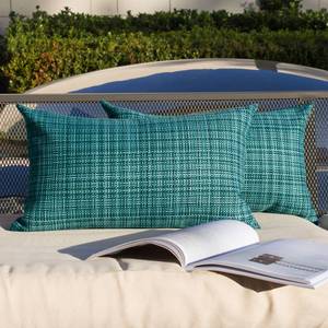 lot 14188 image: Kevin Textile Outdoor Waterproof 12x20 Lumbar Pillow Covers 2 Pack, Teal